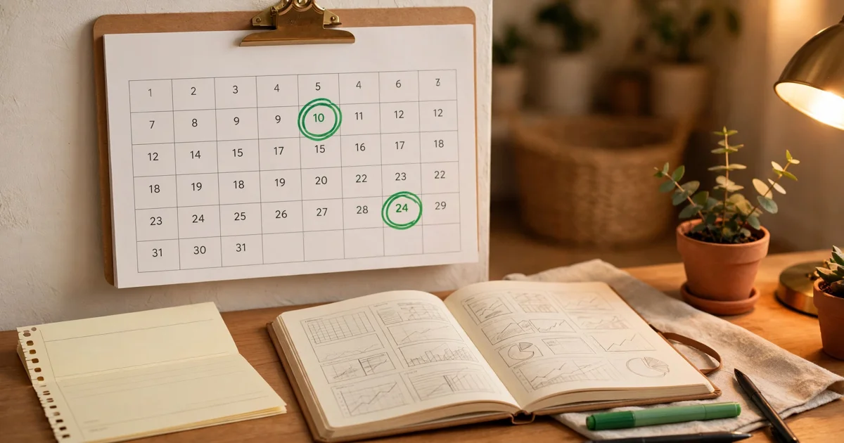 Calendar with two Fridays circled marking a biweekly pay schedule