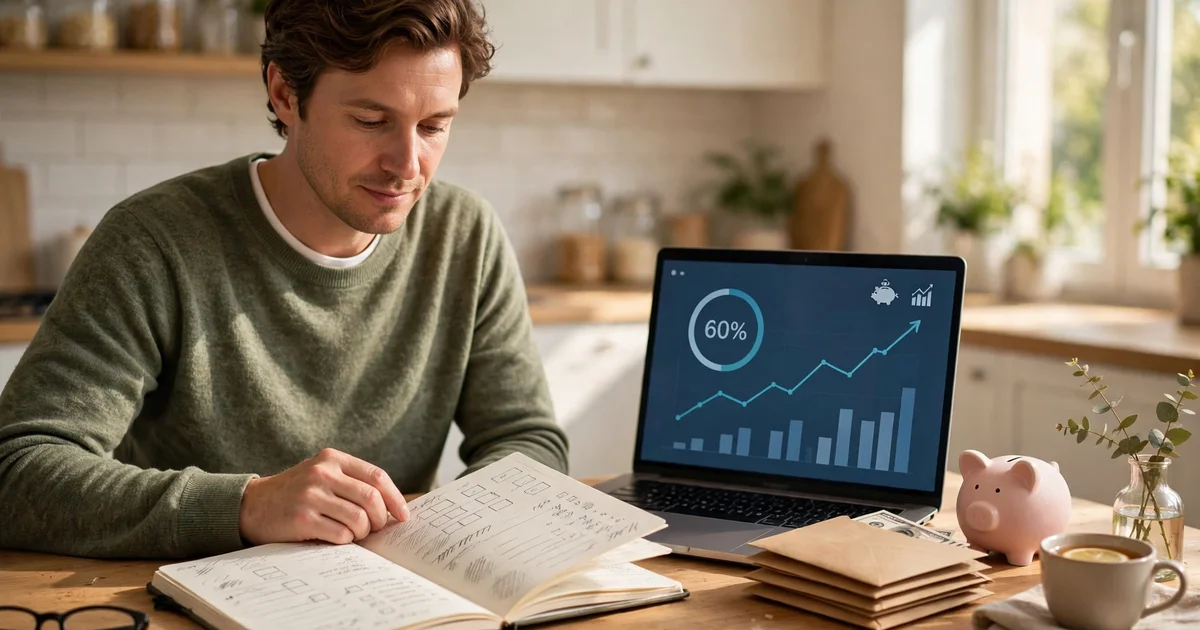 Person reviewing a budget notebook and savings account while learning how to split $10000 emergency fund between high yield savings and short CDs after the Fed's October 28 decision