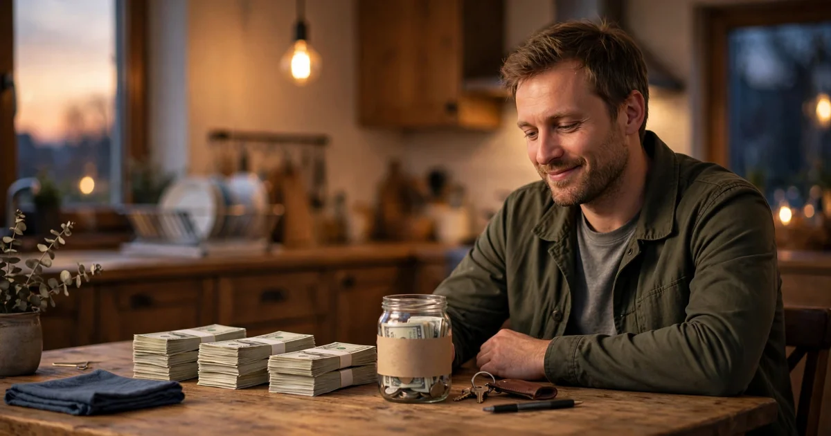 Person two days before payday staring at a nearly empty checking account balance on their phone
