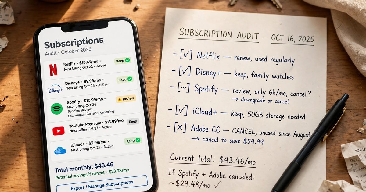 Auditing subscriptions on a phone